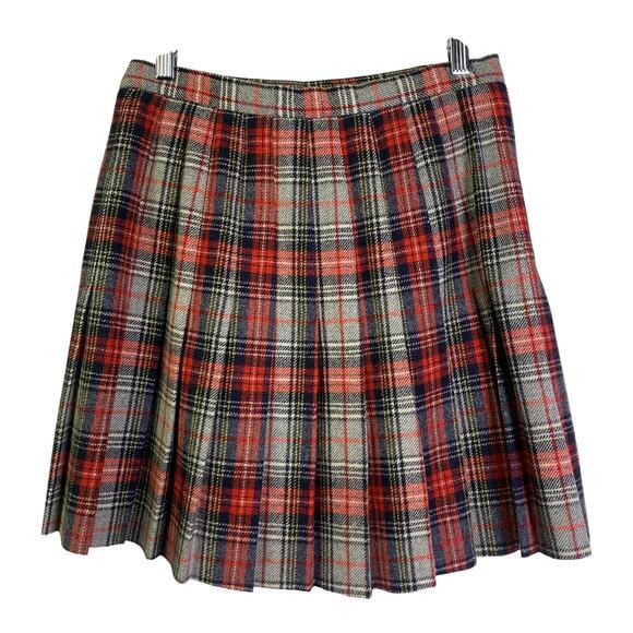 The Villager Skirt Vintage Mini Pleated Tartan Schoolgirl‎ Wool Raw Hem Side Zip - Picture 3 of 11